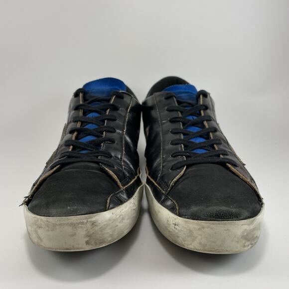 Golden Goose Superstar Brushed Black Leather Bluette Mens Size 42, US Size 9 - Picture 2 of 11